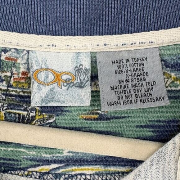 Vintage OP Ocean Pacific Polo Shirt XL Nautical Coastal Print - Picture 2 of 10